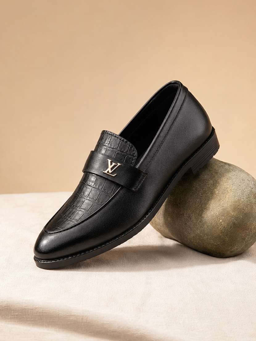 Men Black Slip On Loafer - 22555055 -  Standard Image - 1