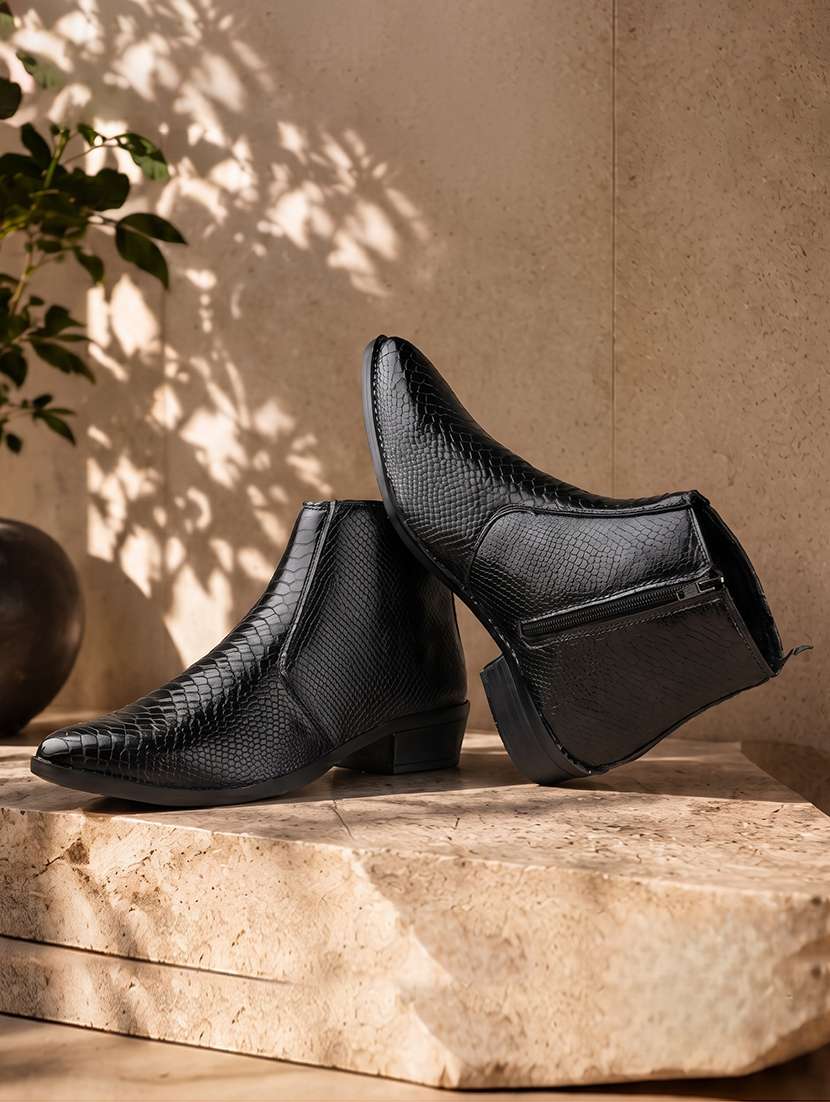 Men Black Slip On Boot - 22555064 -  Standard Image - 1