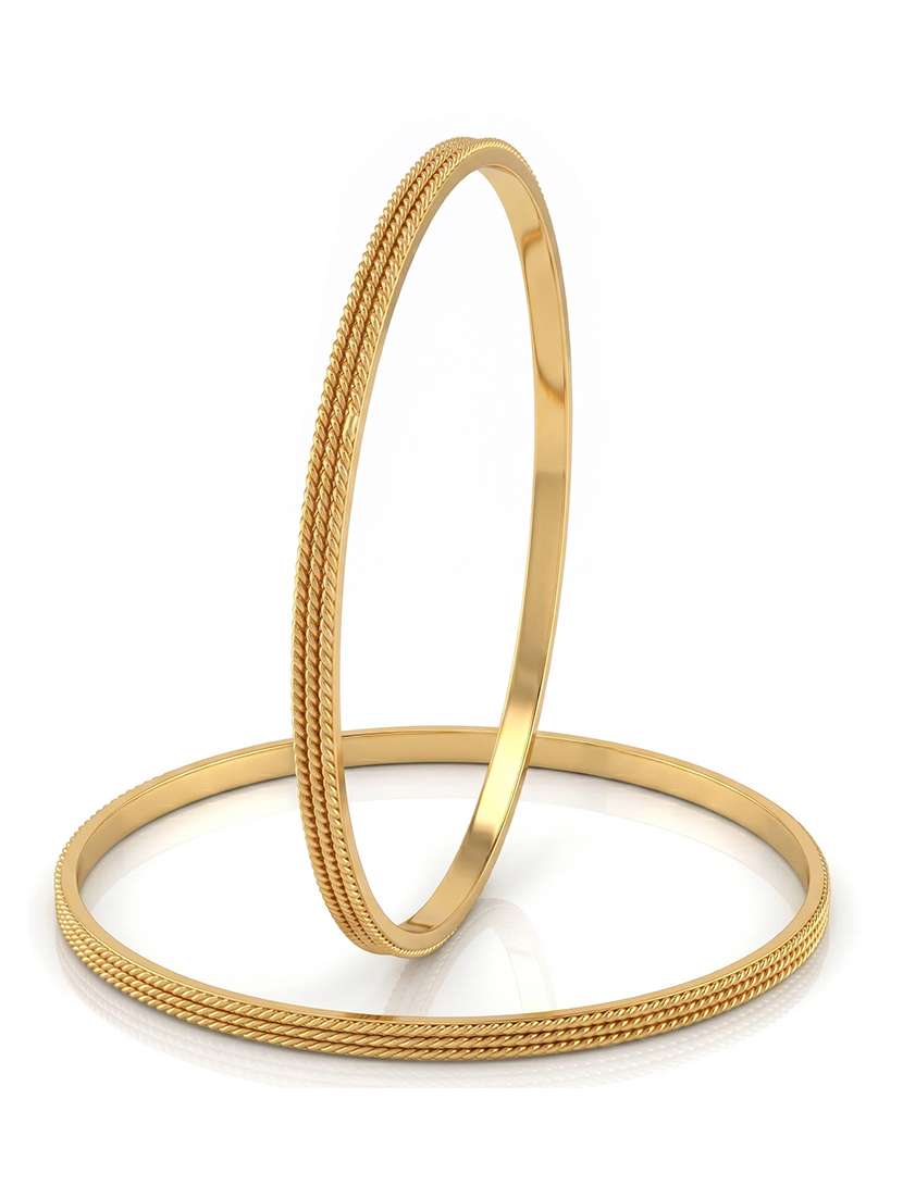 set of 2 gold brass micron gold plated rawa work handmade bangles - 22555072 -  Standard Image - 1