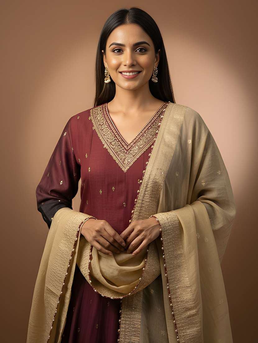 women printed three quarter sleeve anarkali kurta - 22555202 -  Standard Image - 1