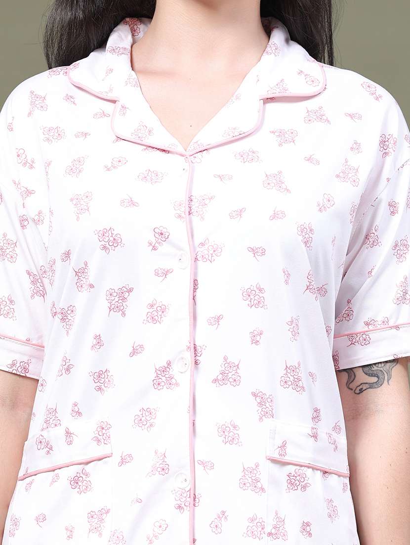 Women Printed Short Sleeves Nightwear Set - 22555404 -  Standard Image - 1