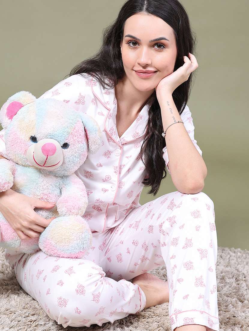 Women Printed Short Sleeves Nightwear Set - 22555404 -  Standard Image - 4