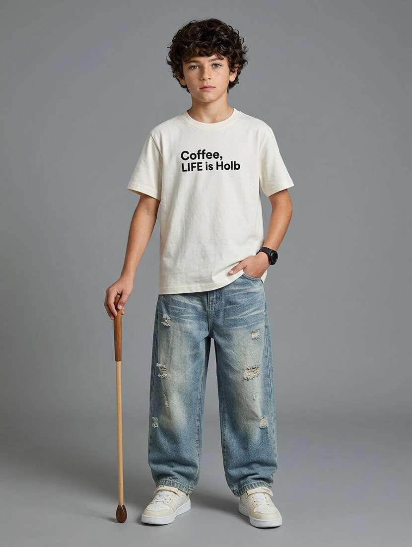 Boys Printed Short Sleeves Regular Fit T-shirt - 22555877 -  Standard Image - 4