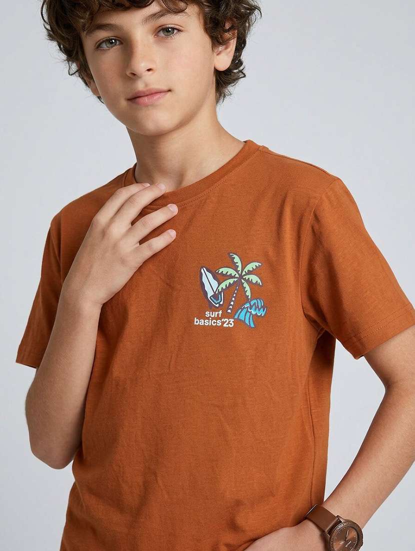 Boys Printed Short Sleeves Regular Fit T-shirt - 22555883 -  Standard Image - 1