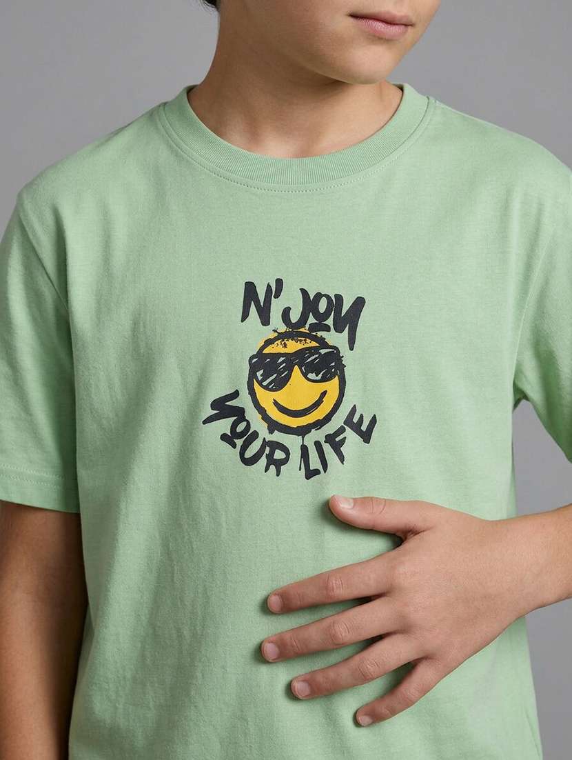 Boys Printed Short Sleeves Regular Fit T-shirt - 22555884 -  Standard Image - 1