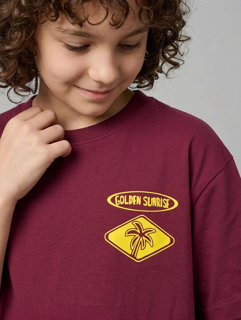 Boys Printed Short Sleeves Regular Fit T-shirt - 22555888 -  Standard Image - 1