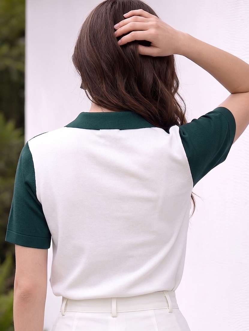 women colourblocked short sleeves polo t-shirt - 22556093 -  Standard Image - 4