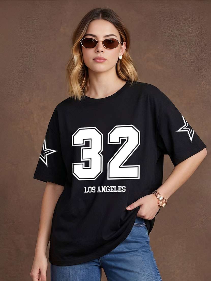women printed short sleeves oversized t-shirt