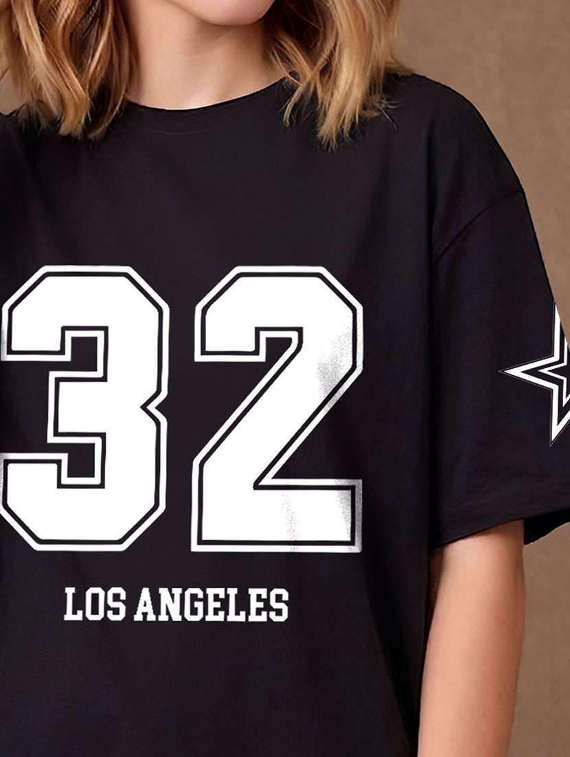 Women Printed Short Sleeves Oversized T-shirt - 22556266 -  Standard Image - 1