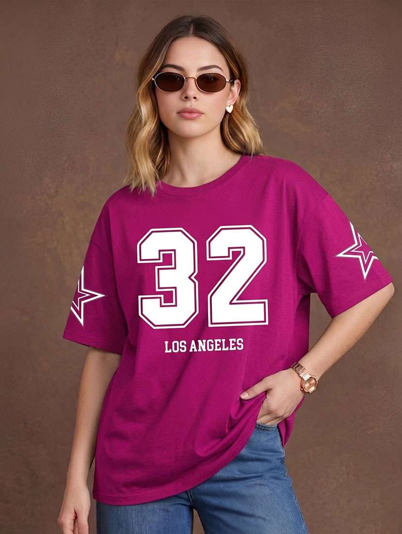 women printed short sleeves oversized t-shirt