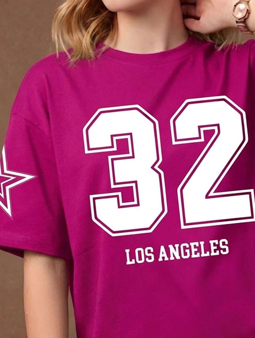 women printed short sleeves oversized t-shirt - 22556303 -  Standard Image - 1