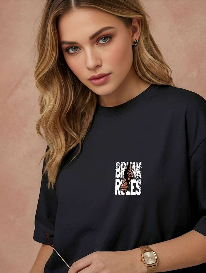 women printed short sleeves oversized t-shirt - 22556319 -  Standard Image - 1