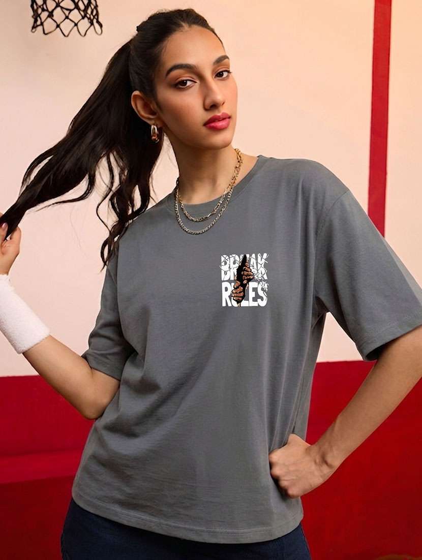 women printed short sleeves oversized t-shirt - 22556324 -  Standard Image - 1