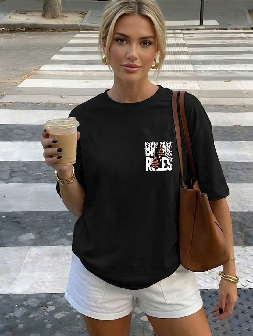 women printed short sleeves oversized t-shirt - 22556366 -  Standard Image - 1