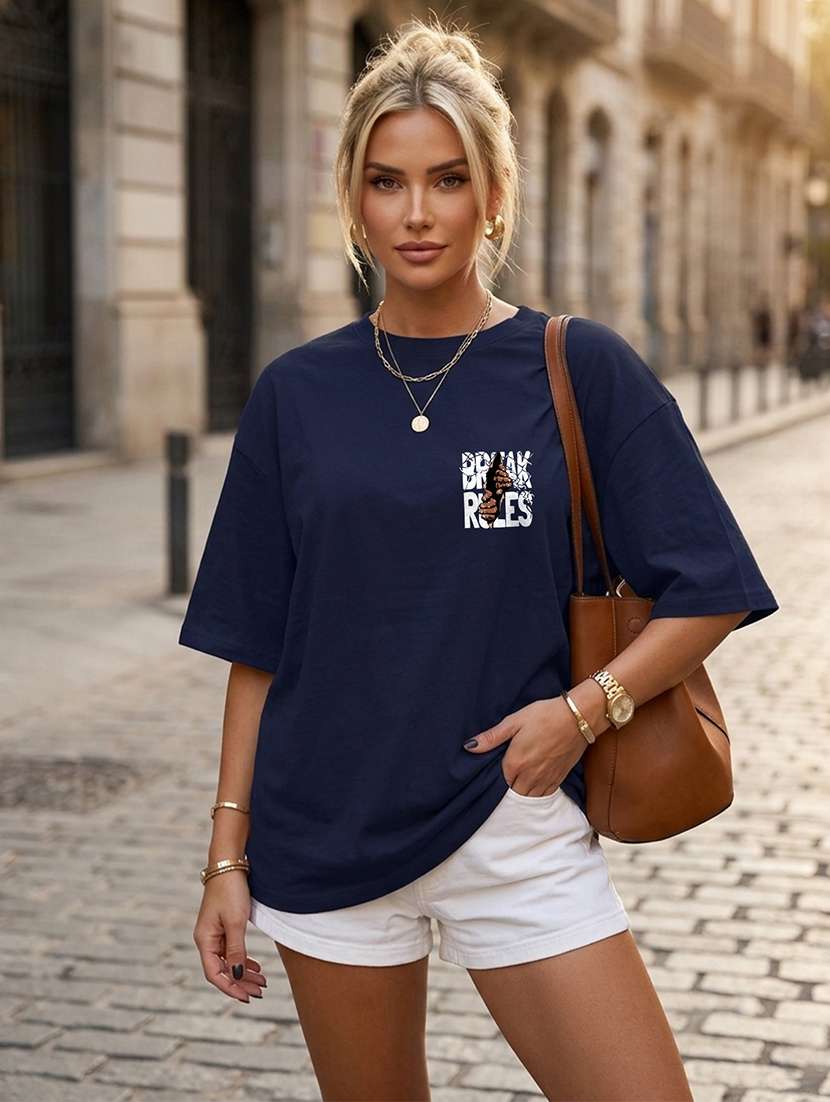 women printed short sleeves oversized t-shirt - 22556367 -  Standard Image - 1