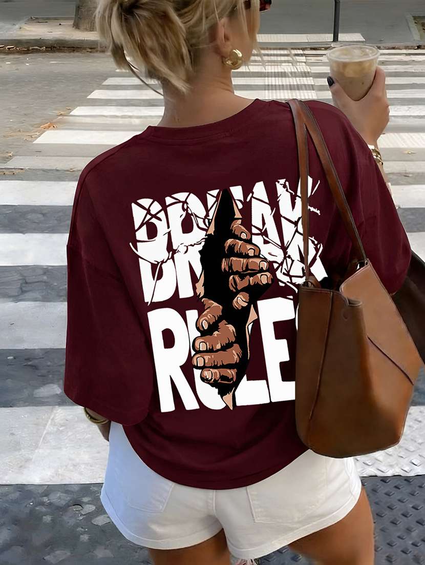 women printed short sleeves oversized t-shirt