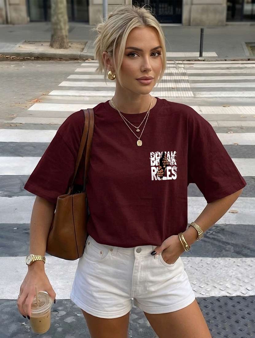 women printed short sleeves oversized t-shirt - 22556370 -  Standard Image - 1