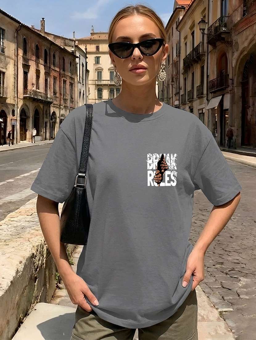 women printed short sleeves oversized t-shirt - 22556371 -  Standard Image - 1