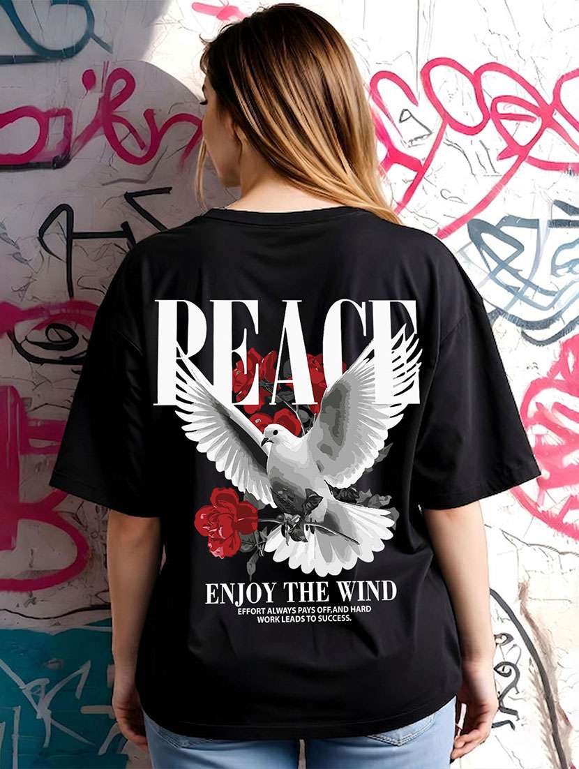 women printed short sleeves oversized t-shirt