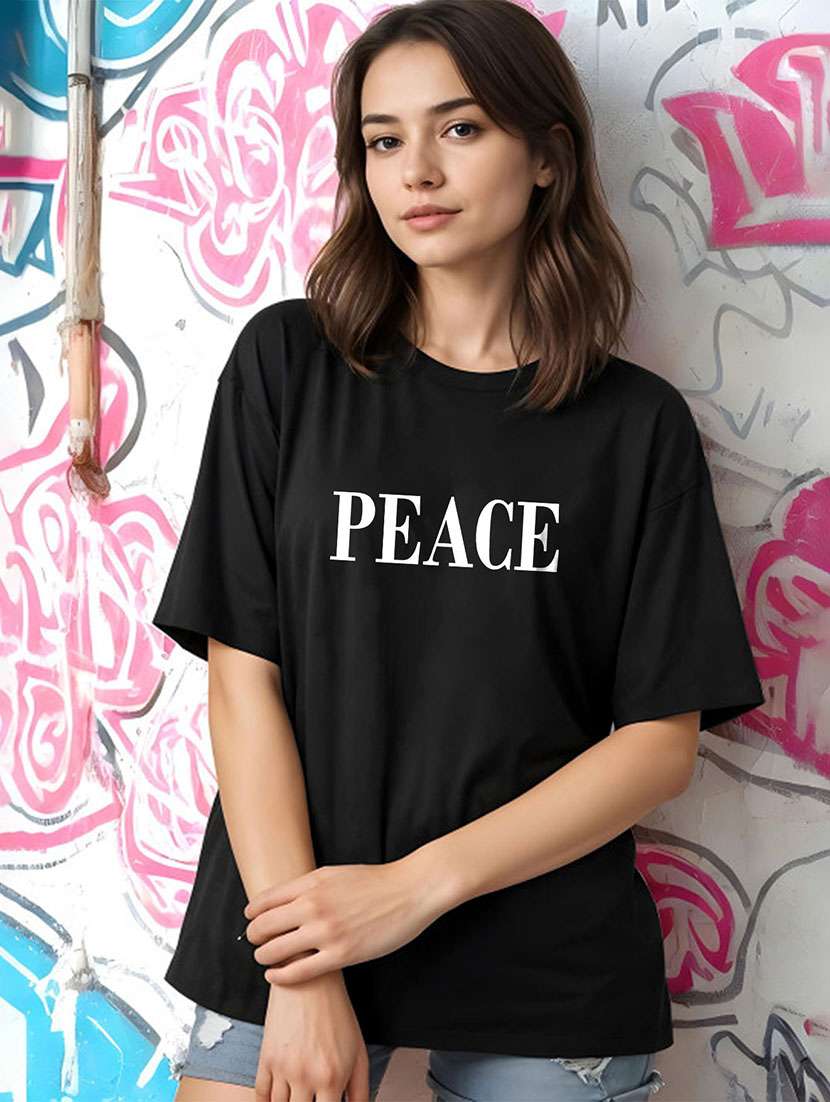 women printed short sleeves oversized t-shirt - 22556394 -  Standard Image - 1