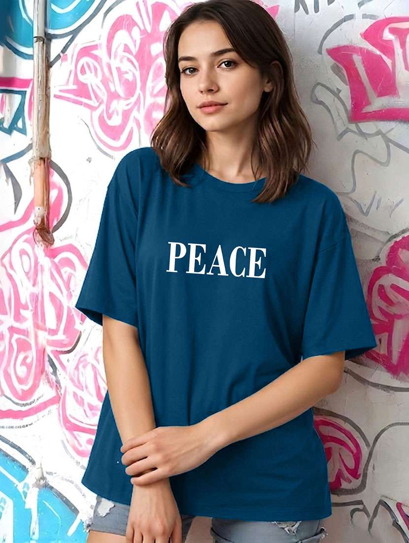 women printed short sleeves oversized t-shirt - 22556398 -  Standard Image - 1