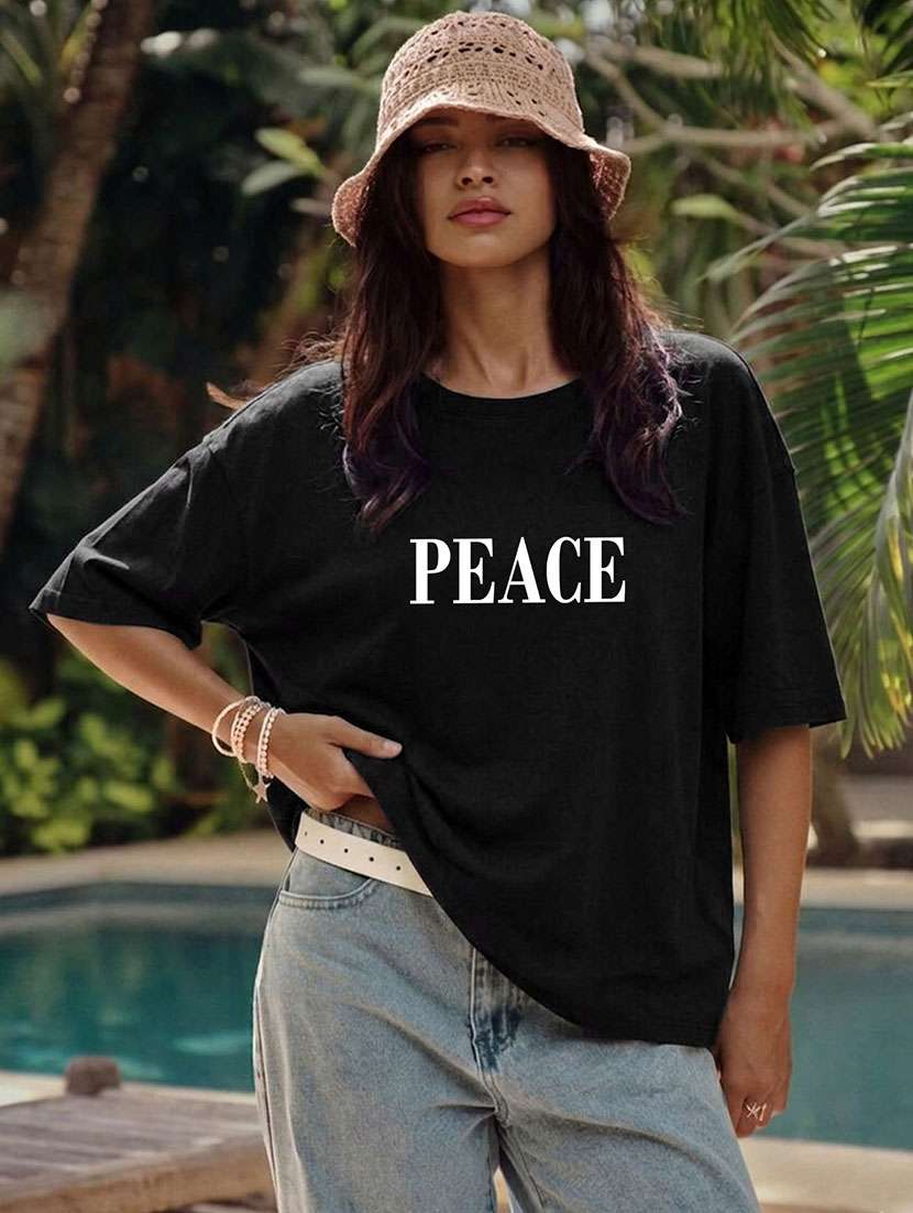women printed short sleeves oversized t-shirt - 22556401 -  Standard Image - 1