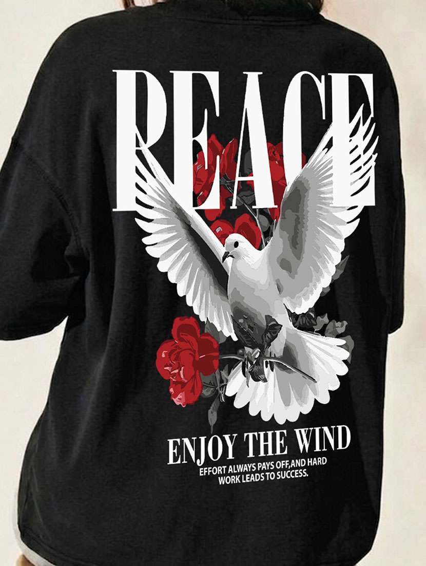 women printed short sleeves oversized t-shirt - 22556401 -  Standard Image - 4