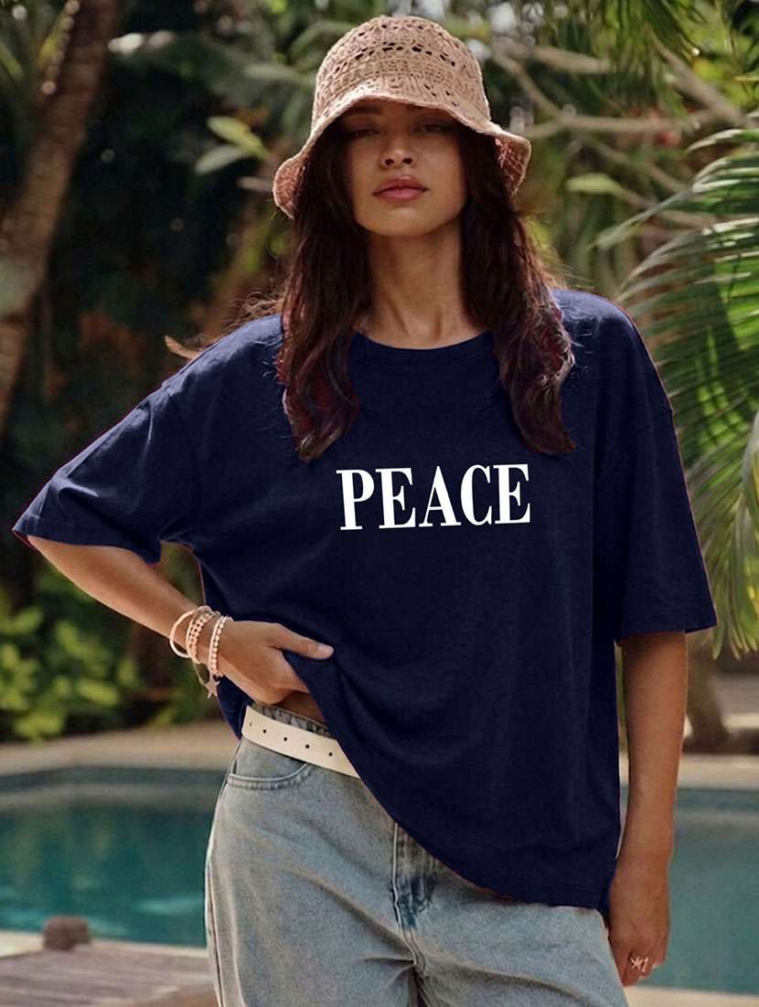 women printed short sleeves oversized t-shirt - 22556403 -  Standard Image - 1