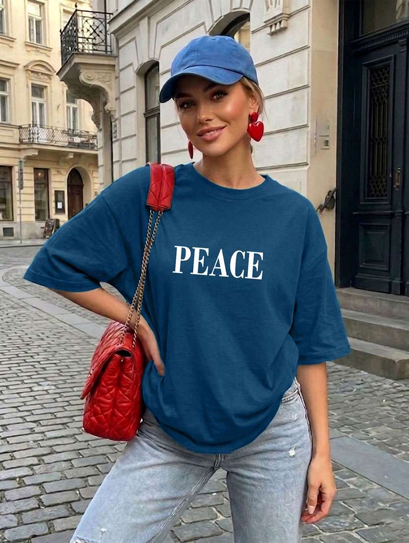 women printed short sleeves oversized t-shirt - 22556405 -  Standard Image - 1