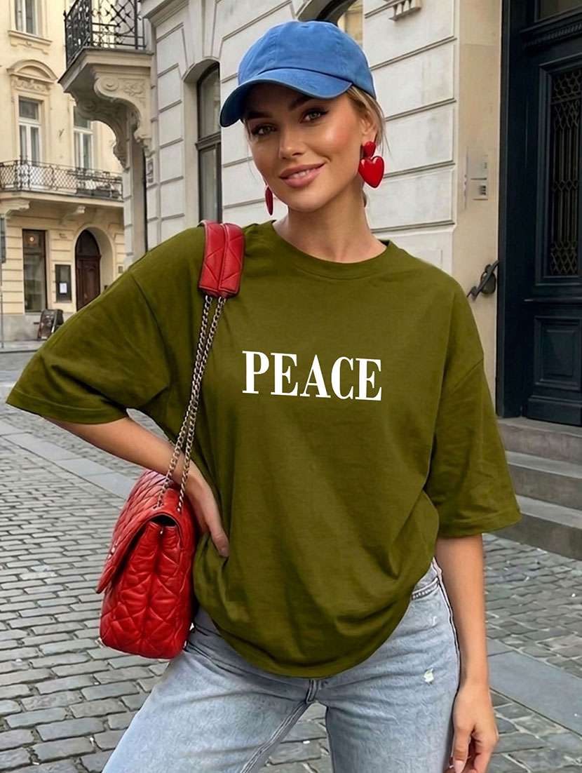 Women Printed Short Sleeves Oversized T-shirt - 22556406 -  Standard Image - 1