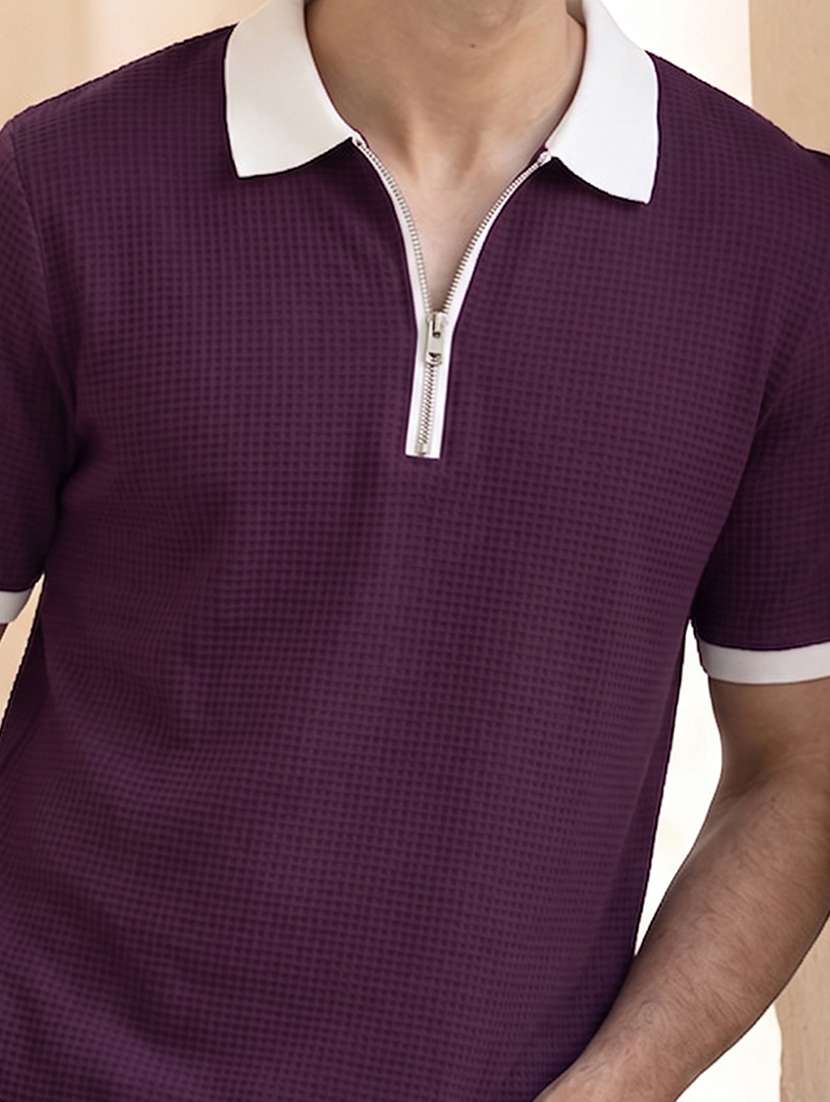 men textured short sleeve regular fit polo t-shirt - 22556788 -  Standard Image - 1