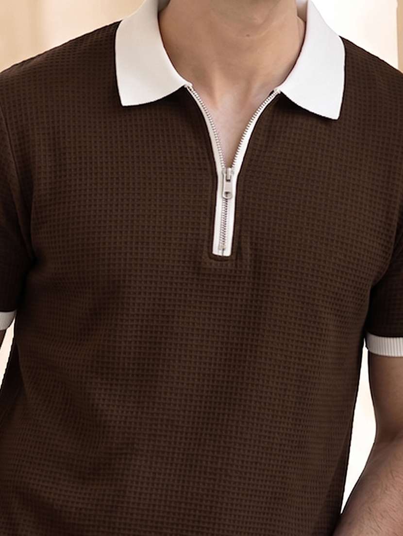 men textured short sleeve regular fit polo t-shirt - 22556789 -  Standard Image - 1