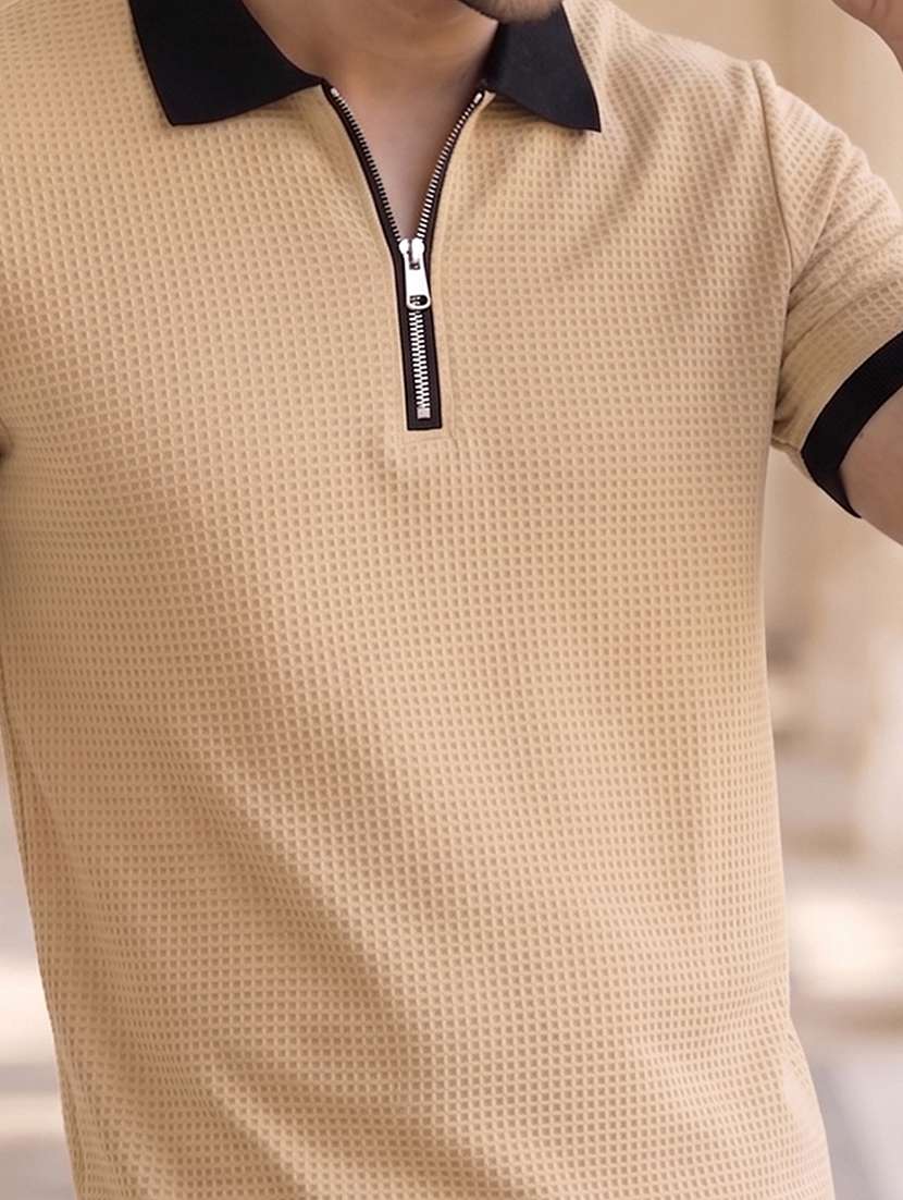 men textured short sleeve regular fit polo t-shirt - 22556790 -  Standard Image - 1
