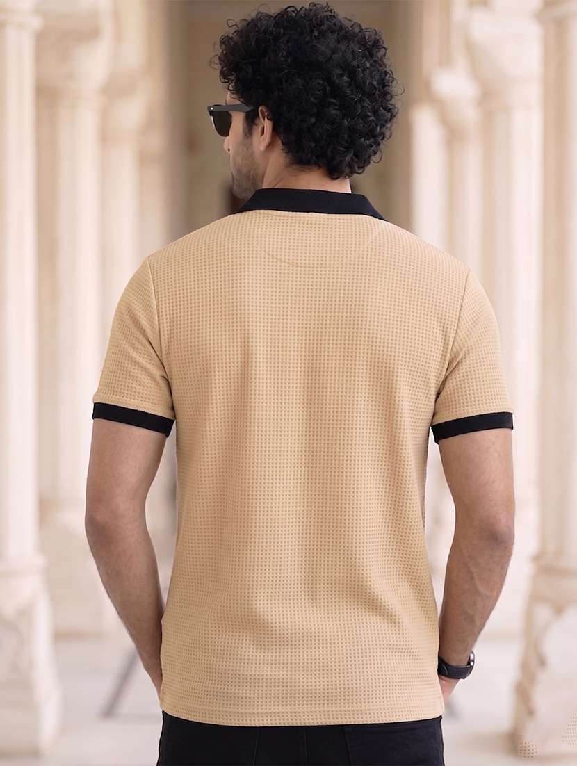 men textured short sleeve regular fit polo t-shirt - 22556790 -  Standard Image - 4