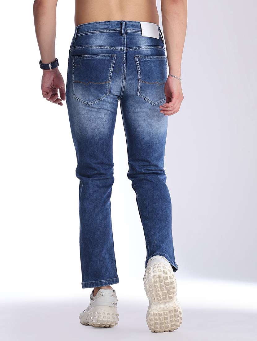 men washed mid rise ankle length slim fit jeans - 22556890 -  Standard Image - 4