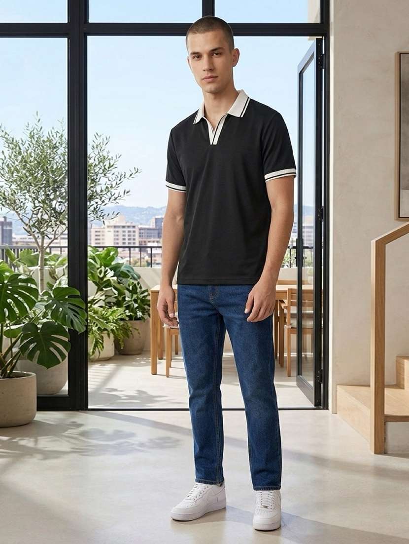 men solid short sleeve regular fit polo t-shirt
