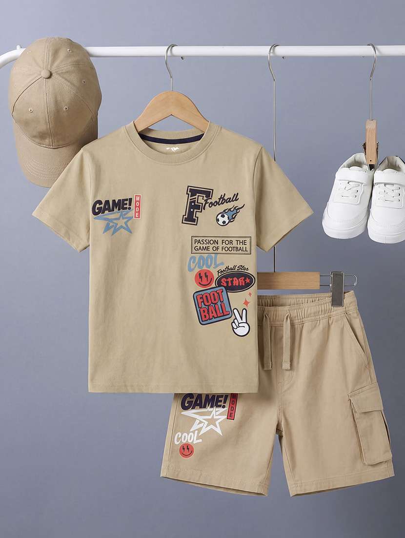 Boys Printed Round Neck T-shirt And Shorts Set - 22557051 -  Standard Image - 1