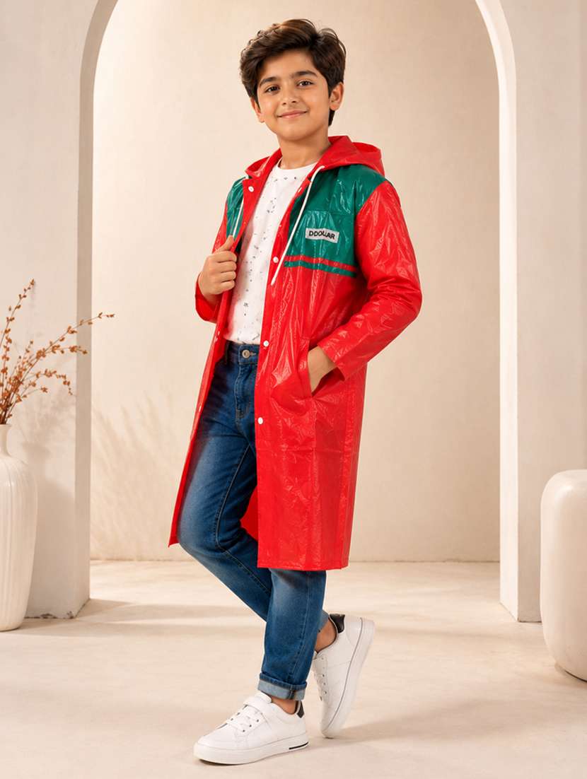 kids colourblocked long sleeves raincoat - 22557152 -  Standard Image - 1