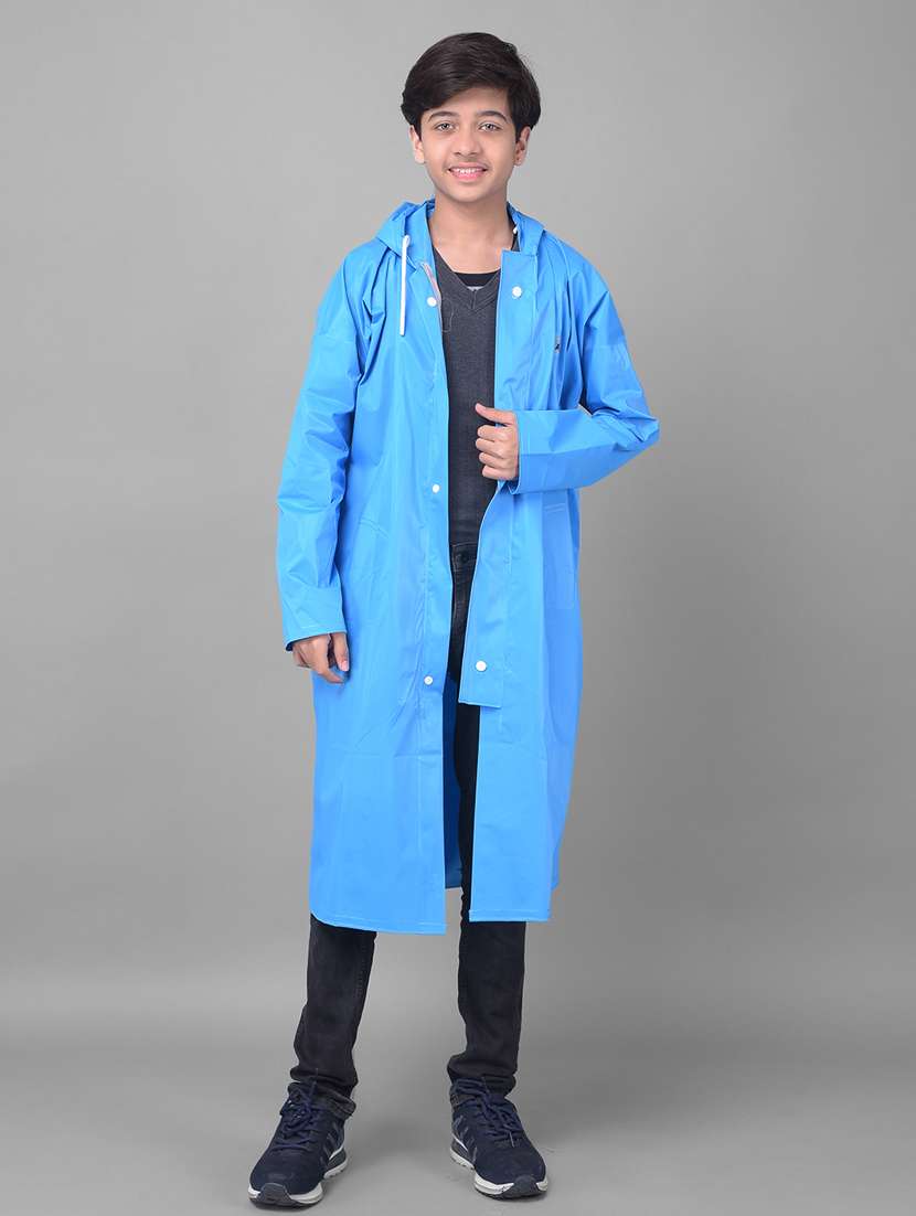kids solid long sleeves raincoat