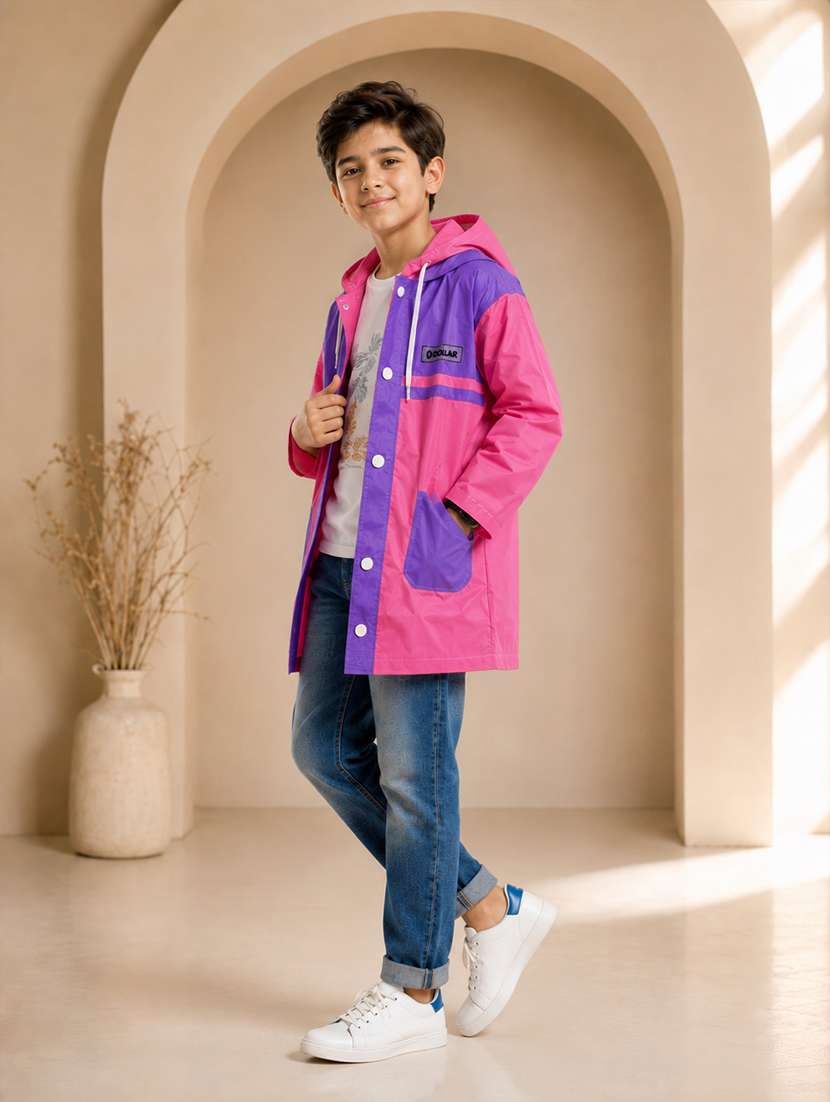 kids colourblocked long sleeves raincoat - 22557160 -  Standard Image - 1