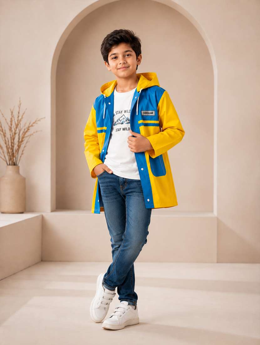 kids colourblocked long sleeves raincoat - 22557162 -  Standard Image - 1