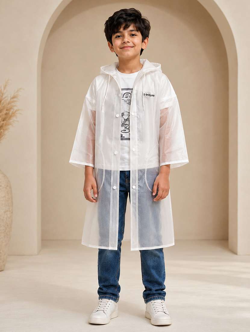 kids solid long sleeves raincoat