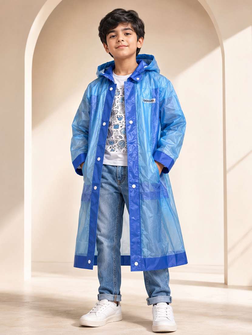 kids self design long sleeves raincoat