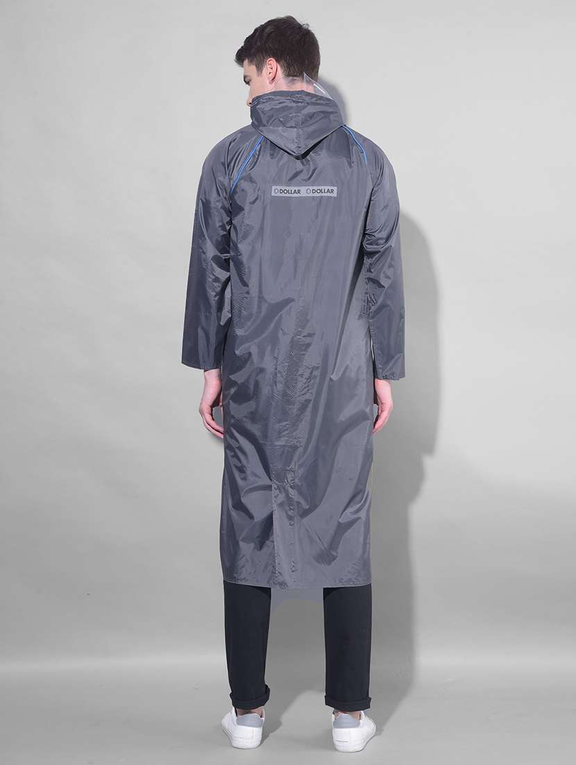 men solid long sleeve hooded raincoat - 22557300 -  Standard Image - 4