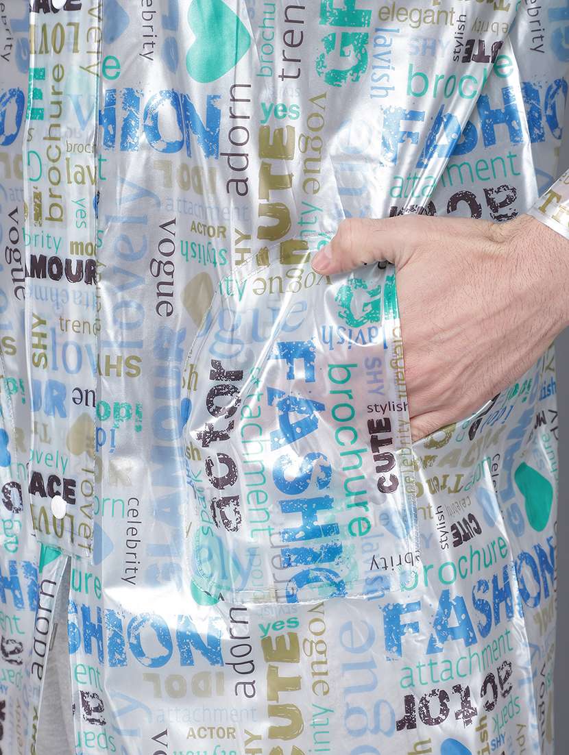 men typographic long sleeve hooded raincoat - 22557632 -  Standard Image - 4