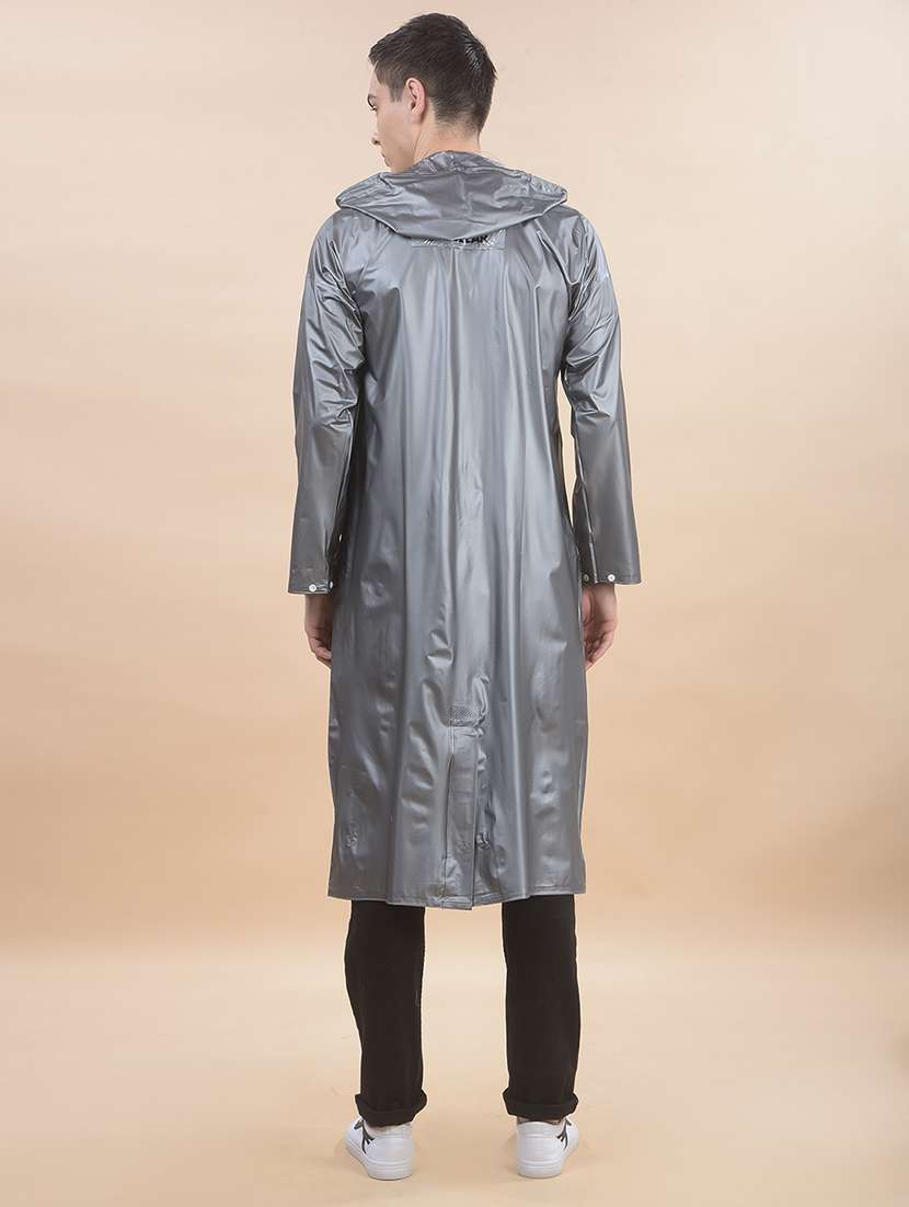 men solid long sleeve hooded raincoat - 22557640 -  Standard Image - 4