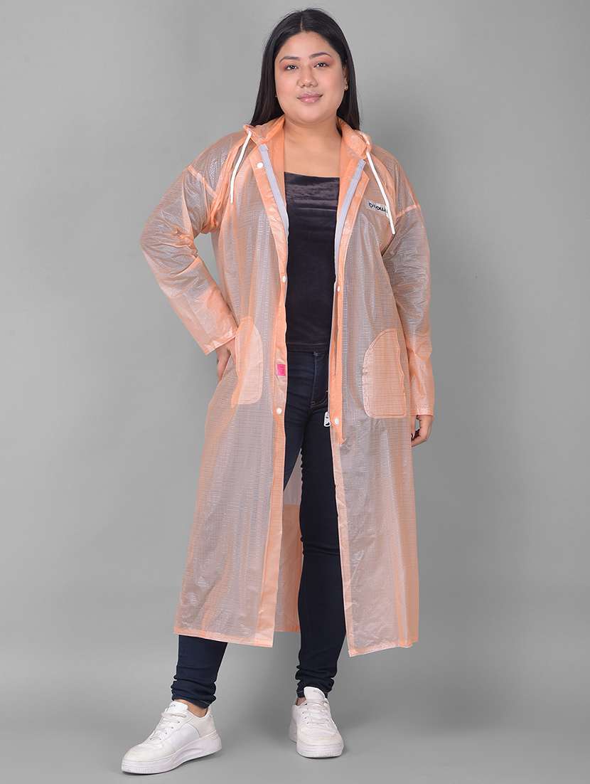 women self design long sleeves raincoat