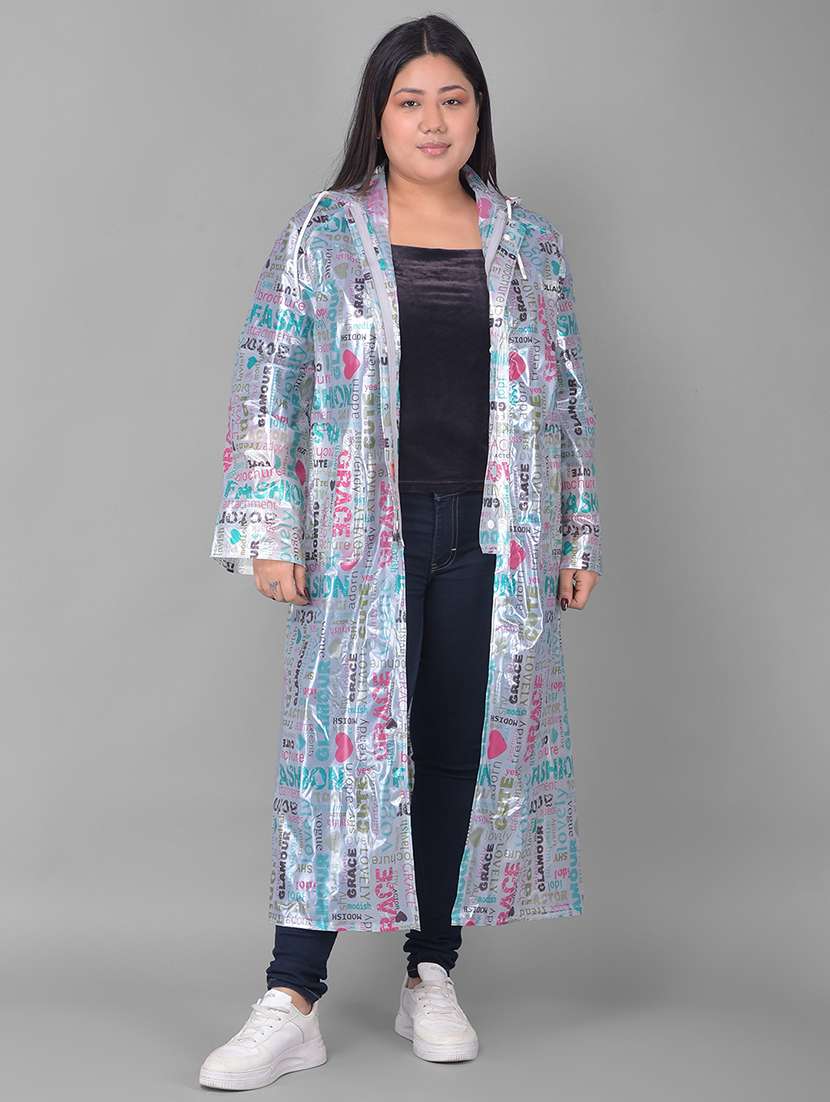 women printed long sleeves raincoat