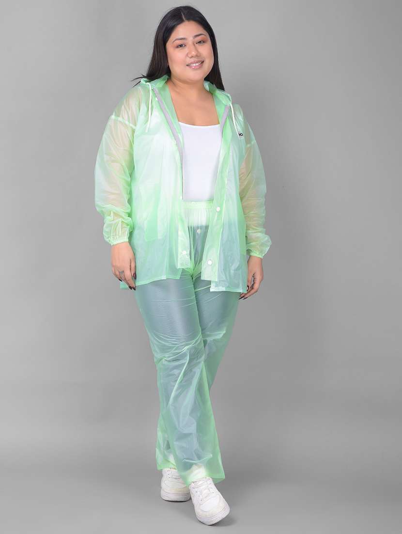 women self design long sleeves rain suit set