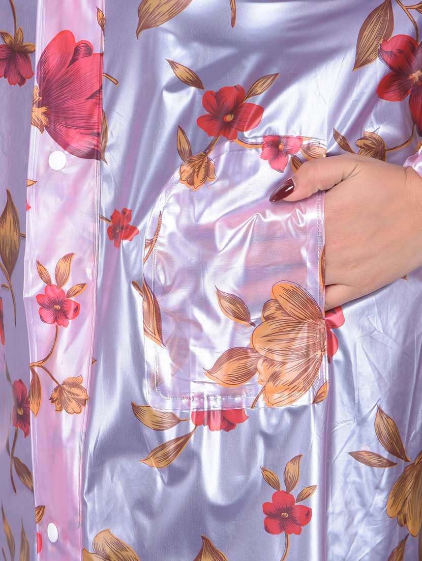Women Printed Long Sleeves Raincoat - 22557777 -  Standard Image - 1